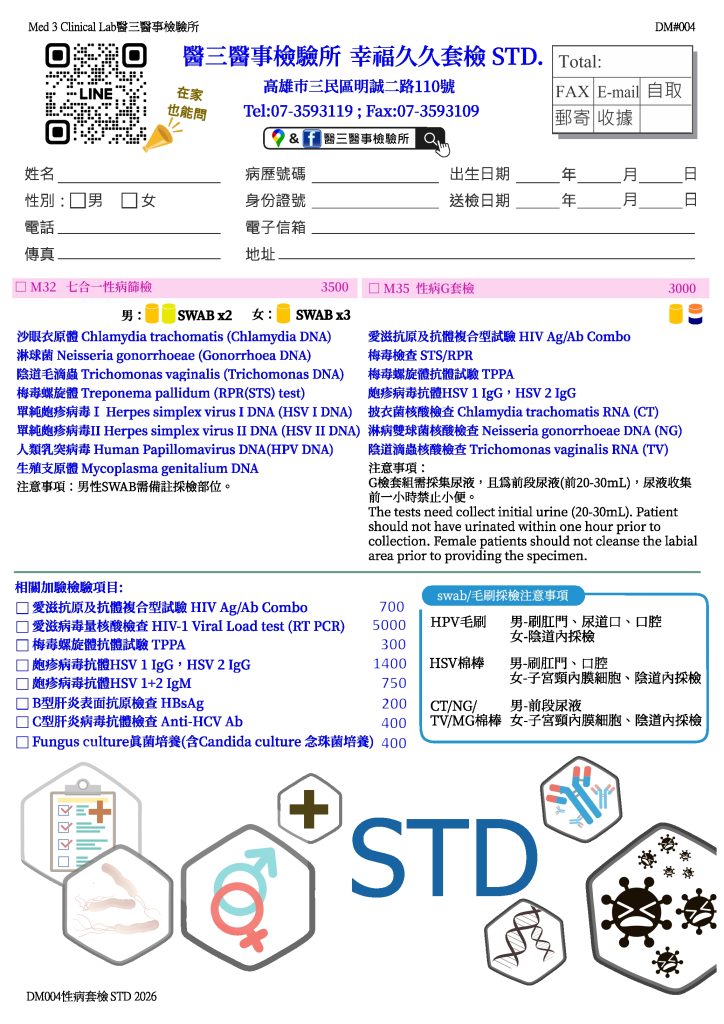 幸福久久套檢 STD(性傳染相關套組-性病套組Sexually Transmitted Disease Test)